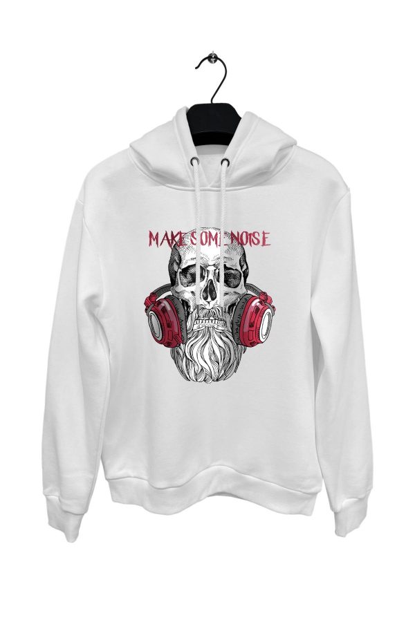 skull-dj-make-some-noise-hoodie-beyaz